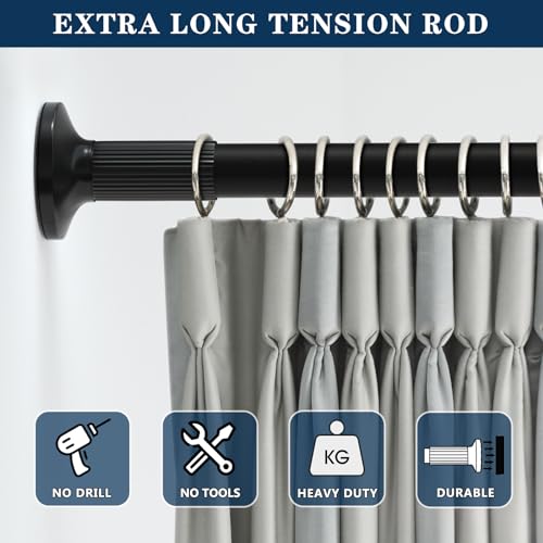 Spannstange Für Fenster 71,1–121,9 Cm – Feder-Vorhangstange Ohne Bohren, 2,2 Cm Durchmesser, Weiß – Verstellbar, Für Schrank, Tür, Fenster – Robuste Eisenlegierung Mit Gummiauflage Gardinenstange Schrank